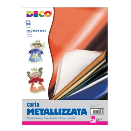 1 - CWR DECO Album 10 Fogli Carta Metallizzata Adesiva cm24X34  2155