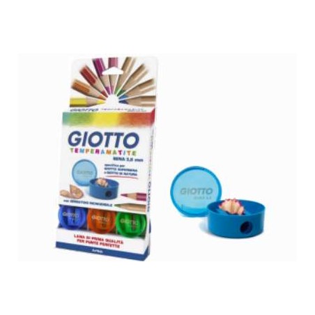 1 - FILA Temperamatite GIOTTO a 1 Foro 3,8 mm 12 Pezzi 2331