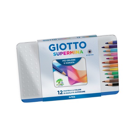 1 - FILA Scatola metallo Pastelli Giotto Supermina 12 pz