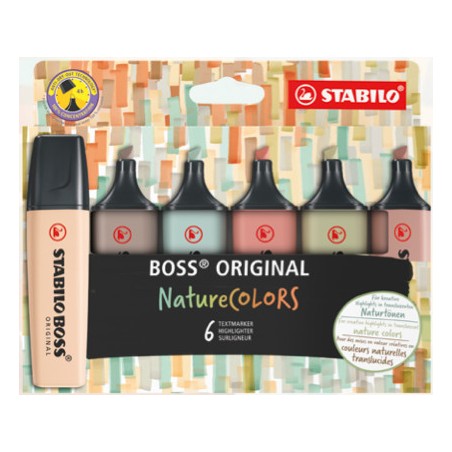 1 - 6 pz Evidenziatore Stabilo Boss Original Nature Colors assortiti 70/6-2-2