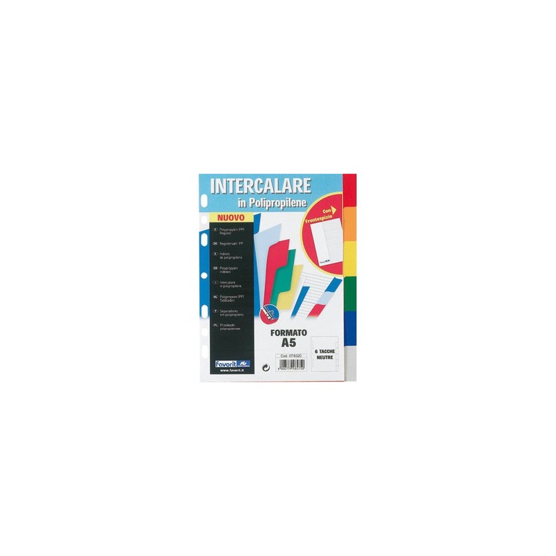 FAVORIT  Divisori intercalare A5 6 colori PLP Favorit 500802