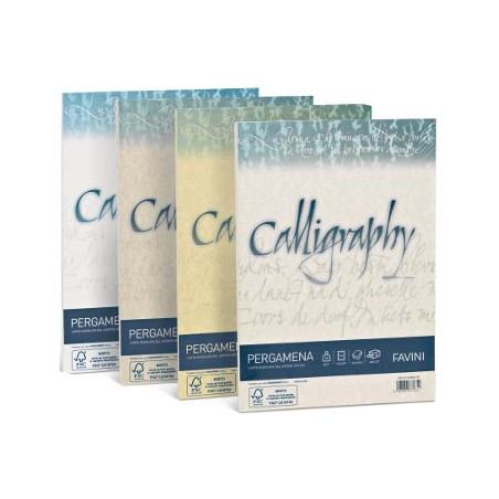 1 - FAVINI  50 pz Fogli pergamena A4 colore bianco Calligraphy 190GR A690084