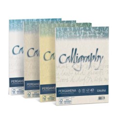 1 - FAVINI  50 pz Fogli pergamena A4 colore oro Calligraphy 90 GR A69W204
