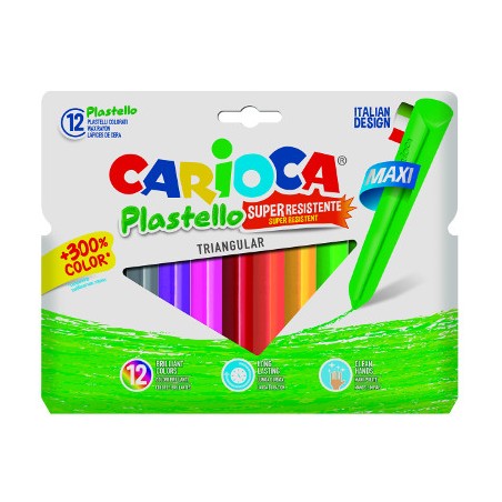 1 - 12 pz Pastelli a cera Jumbo triangolari colori assortiti 42671