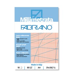 1 - FABRIANO Blocco Disegno Millimetrato A4 80 gr10 fogli 21x29,7 cm 19100662