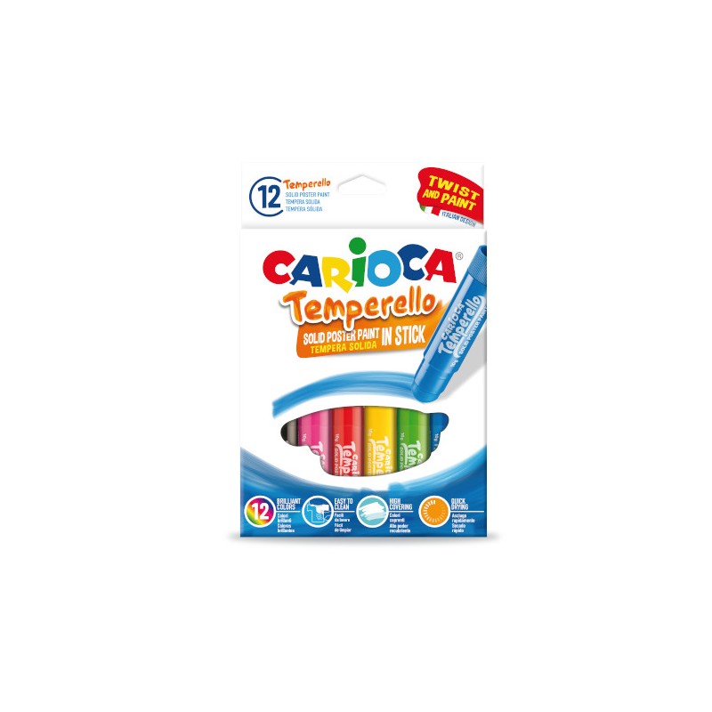 CARIOCA Colori a Tempera SOLIDA Temperello 12 Colori 10 gr 42738