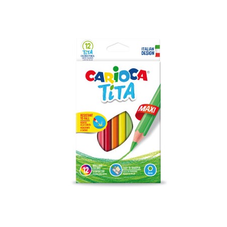 1 - 12 pz Pastelli Carioca Tita maxi colori assortiti 42789