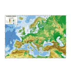1 - CWR Carta geografica Europa plastificata fisico/politica 100x140 06991
