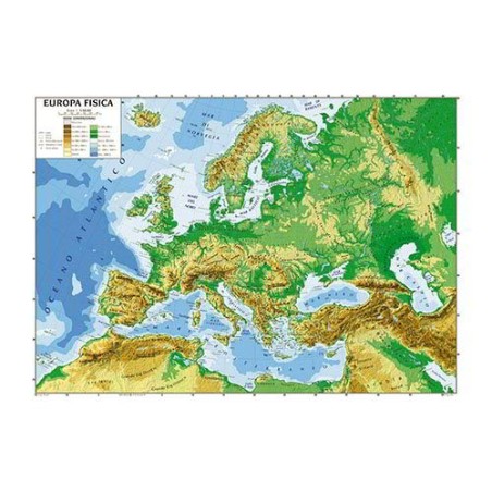 1 - CWR Carta geografica Europa plastificata fisico/politica 100x140 06991