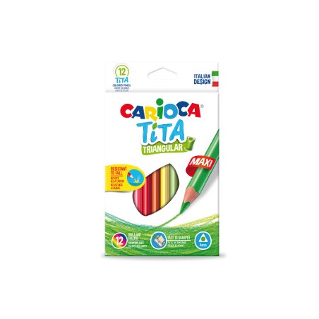 1 - 12 pz Pastelli Carioca Tita maxi triangolari colori assortiti 42791