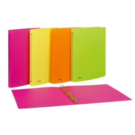 FAVORIT Raccoglitore NEON in PPL 4 Anelli d.15mm 22x30cm - Colori Fluo Assortiti 066847