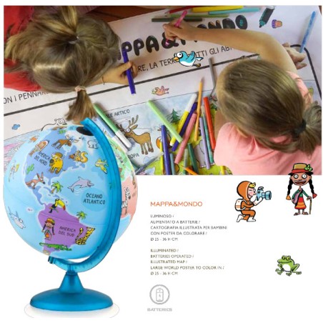 1 - Mappamondo Mappa & mondo BATTERY diam.25 Tecnodidattica