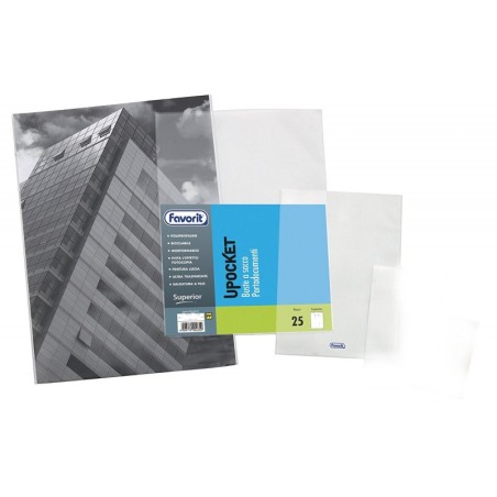 1 - FAVORIT  Buste a U trasparenti Upocket - liscia - 10 pezzi 50x70 460114