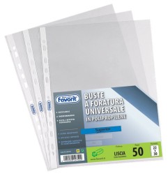 1 - FAVORIT  Buste a foratura universale lucide Superior 013 22x30 cm 50 pz.  460120