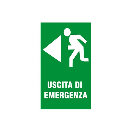 1 - LETTERFIX ECOTARGA Targa Cartello Uscita di Emergenza (Sinistra) 20x30 T06023