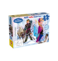1 - LISCIANI - PUZZLE DOUBLE FACE SUPERMAXI FROZEN PLAY ON ICE 70X50 35PZ 46867 Gioco interattivo per bambini +3A
