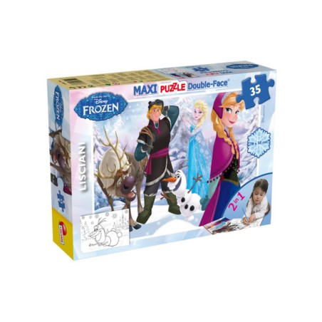 1 - LISCIANI - PUZZLE DOUBLE FACE SUPERMAXI FROZEN PLAY ON ICE 70X50 35PZ 46867 Gioco interattivo per bambini +3A