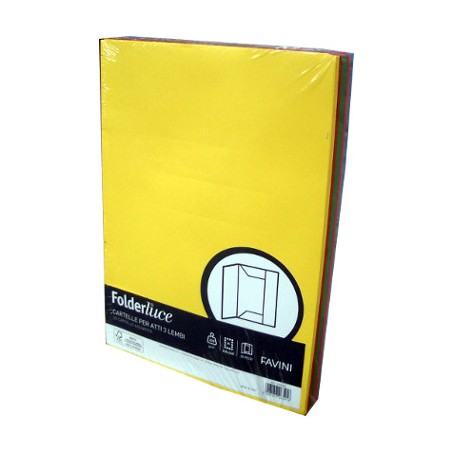 1 - FAVINI  25 pz Cartelle per atti mix 5 colori 3 lembi 200 gr200 gr A50X434