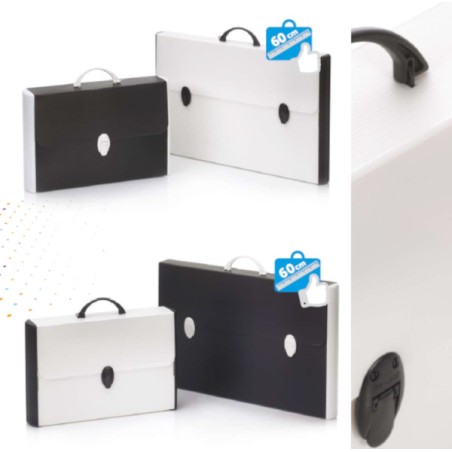 1 - BALMAR Valigia BALMAR in Polionda con Dorsi Rigidi Colore Bianco o Nero 37x60x5 PF14235/R-B&W