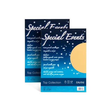 1 - FAVINI  10 fogli Carta special event metalizzata colore oro A4 250 grA69H174