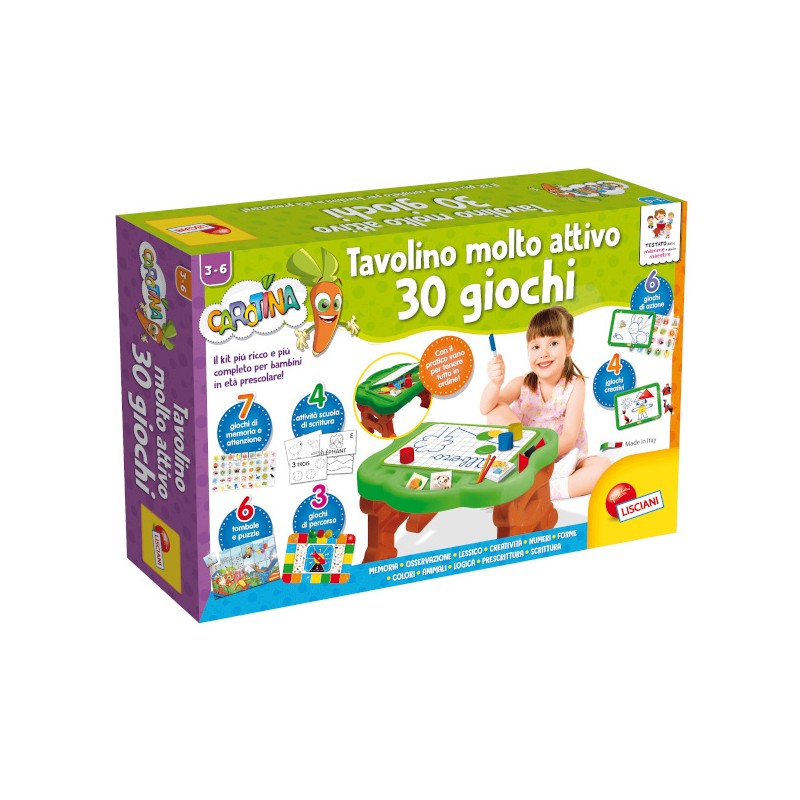 LISCIANI - CAROTINA TAVOLINO MOLTO ATTIVO 30 GIOCHI NUOVA EDIZIONE 90075 Gioco Educativo per bambini e prima infanzia