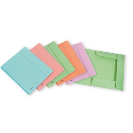 1 - FAVORIT  Cartellina a 3 lembi con elastico pastel 24x33cm assortiti 115580