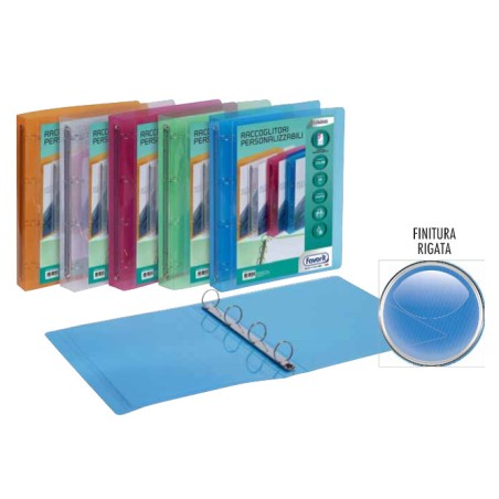 FAVORIT Raccoglitore Personalizzabile Lumina in PPL 4 Anelli d.30mm 22x30 cm - Colori Assortiti 116633