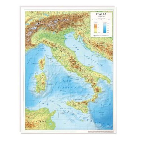 1 - CWR 10 pezzi Carta geografica A3 Italia plastificata fisico/politica