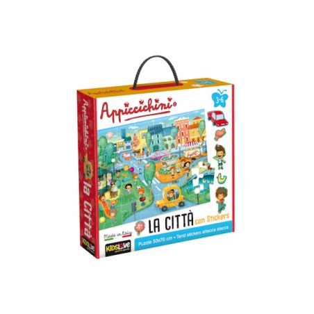 1 - LISCIANI - LIFE SKILLS PUZZLE APPICCICHINI LA CITTA' 84838  50x70cm 48pz, Gioco interattivo per bambini 3-6A