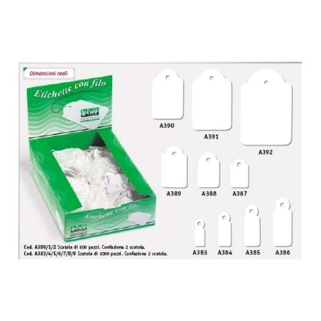 1 - 1000 pz Etichette con filo Lebez A384 9x24