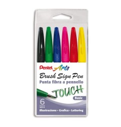 1 - PENTEL SIGN PEN BRUSH 6 COLORI BASIC 0022050