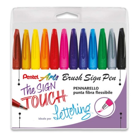 1 - PENTEL SIGN PEN BRUSH 12 COLORI 0022187