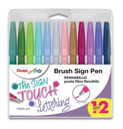 1 - PENTEL SIGN PEN BRUSH 12 COLORI NEW '21 0022257