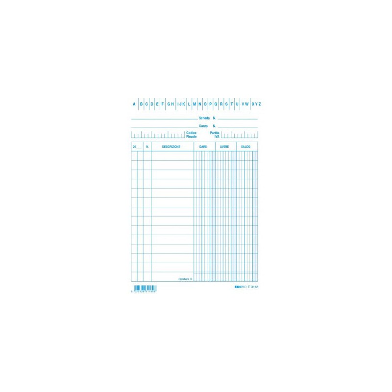EDIPRO  SCHEDE DARE AVERE SALDO 15X10,5 BLU PZ 100 E3113