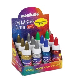 1 - 12 PEZZI BLISTER COLLA GLITTER GLUE 50ml ASSORTITI 22/058