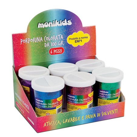 1 - MONIKIDS Conf.6 pz Barattoli Porporina gr.100 22/061 - Argento