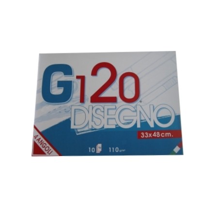 1 - RED IN BLU 10 Fogli Blocco da Disegno Ruvido G 120 33x48 110 gr