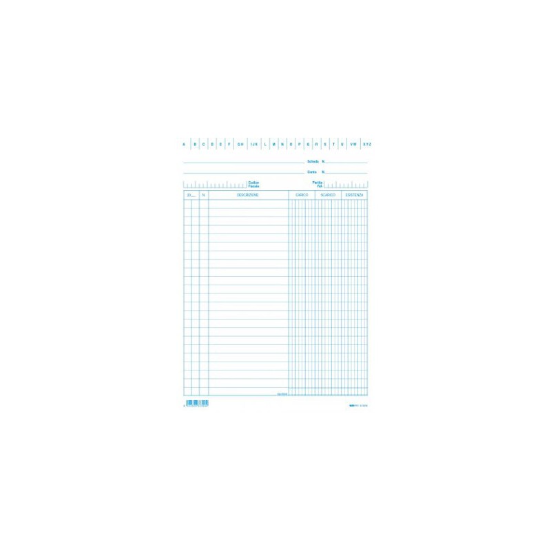 EDIPRO  SCHEDA per Archivio Carico Scarico Esistenza 100 Pezzi Blu 21x15 E3339