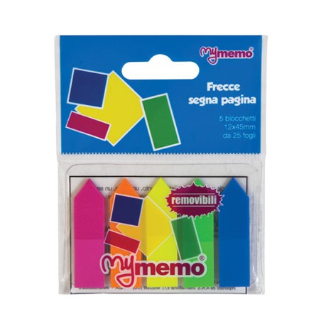 1 - Segnapagina adesivo plastificato freccia 5 colori neon 12x45 30/071-MY