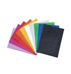 1 - CARTA METALLIZZATA A4 GLITTER ADESIVA 10 COL.ASS.-10fg 23/137