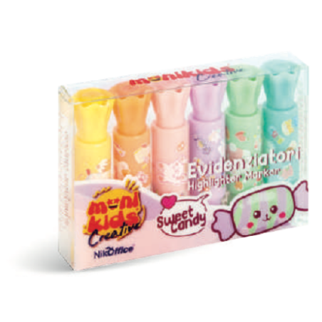 1 - KAWAII EVIDENZIATORI SWEET CANDY -6pz COL. ASS. 36/052