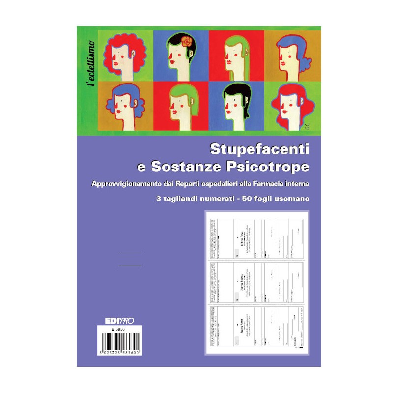 Edipro  E5856 Blocco stupefacenti A4 3 sezioni numerate 50 fogli