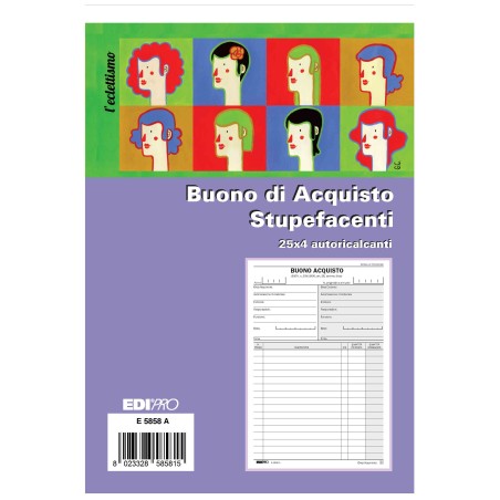EDIPRO Blocco acquisto stupefacenti 25x4copie autoricalcante 22x14,8 E5858A