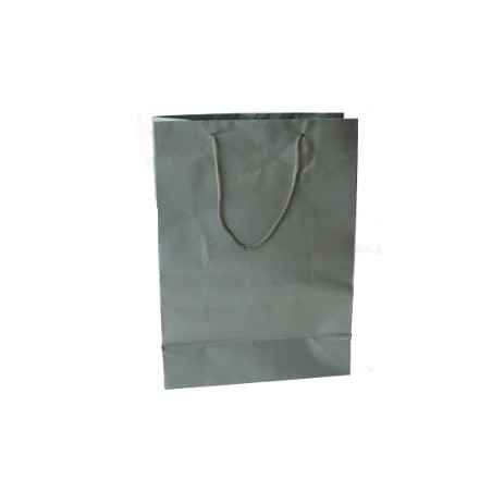 1 - SHOPPER Buste in Carta Tinta Unita Colore Argento 27x12x37 Pezzi 12
