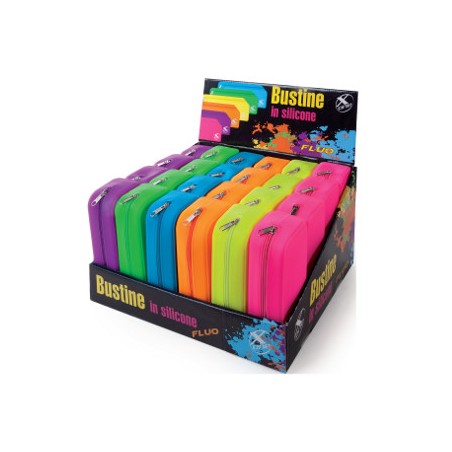 1 - Bustina 1 zip in silicone colori ass. 24 pz.  32/173