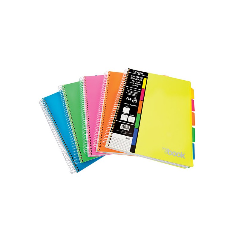 NICKOFFICE - MY BOOK Quaderno Maxi Spiralato 1R 4 Fori 100 fogli 5 separatori 30/105 80 gr