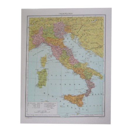 1 - 25 pezzi Carta geografica Italia plastificata 25x35