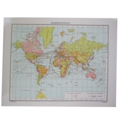 1 - 25 pezzi Carta geografica planisfero plastificata 25x35