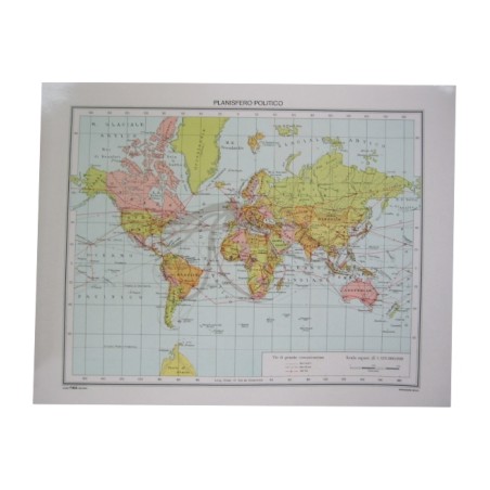 1 - 25 pezzi Carta geografica planisfero plastificata 25x35