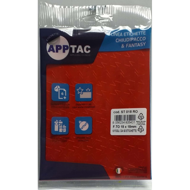 ETICHETTE APPTAC STELLA ROSSO ST018RO - MIS.18X18